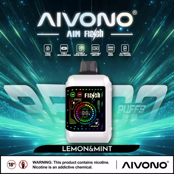 AIVONO AIM FLASH 35000 Puflar Şarj Edilebilir Tek Kullanımlık Vape Kalem Çift Örgü Düşük Nikotin Seçenekleri 0 2 3 5 Toplu Toptan için 10