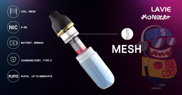 Best Selling Lavie Monster 6000 Puffs Vape with OEM Support and 600mAh Battery for Retailers