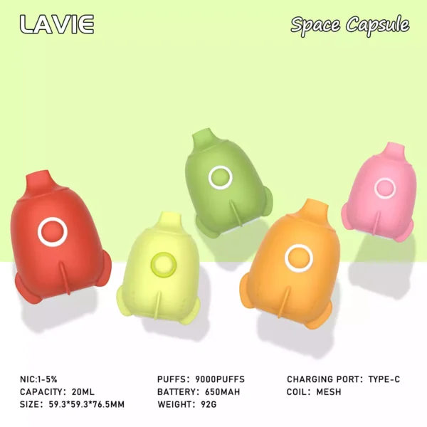 High Performance Lavie Astronaut 9000 Puffs Vape Device Type C Charging with Salt Nicotine Options