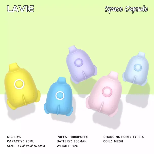High Performance Lavie Astronaut 9000 Puffs Vape Device Type C Charging with Salt Nicotine Options