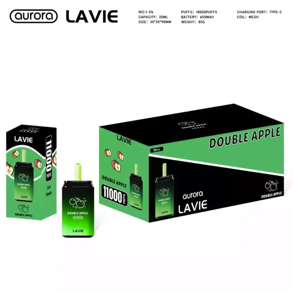 High Quality LAVIE Aurora 11000 Puffs Disposable Vape with Salt Nicotine 2 Percent and 5 Percent and Type C Charging
