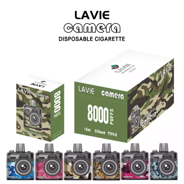 High Quality LAVIE Camera 8000 Puffs Disposable Vape with Type C Charging Support OEM