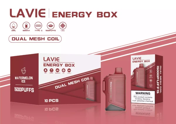 High Quality LAVIE Energy Box 15000 Puffs Salt Nic 2 Percent 5 Percent OEM Disposable Vape Wholesale