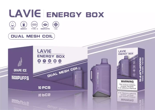 High Quality LAVIE Energy Box 15000 Puffs Salt Nic 2 Percent 5 Percent OEM Disposable Vape Wholesale