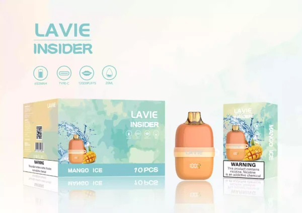High Quality LAVIE Insider 12000 Puffs Salt Nic 2 Percent 5 Percent OEM Disposable Vape With Mesh Coil And Display Screen