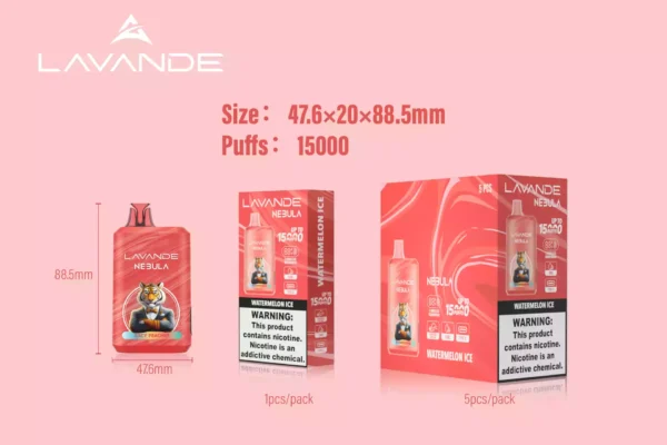 High Quality Lavande NEBULA 15000 Puffs Rechargeable Vape with 1.2 Mesh Coil and LED Screen