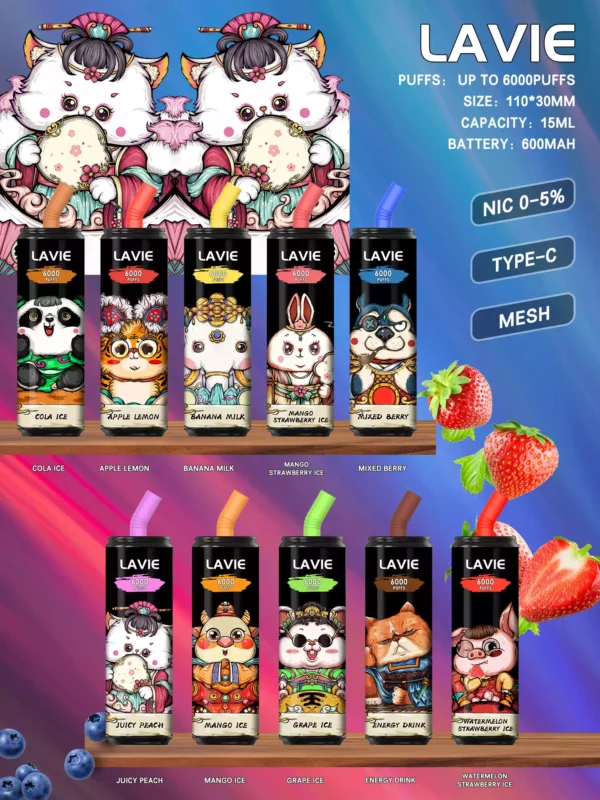 High Quality Lavie Cola 6000 Puffs Disposable Vape With 2 Percent And 5 Percent Salt Nicotine