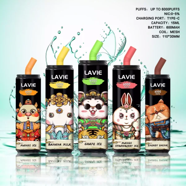 High Quality Lavie Cola 6000 Puffs Disposable Vape With 2 Percent And 5 Percent Salt Nicotine
