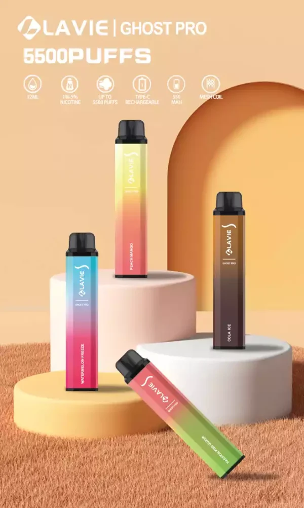 High Quality Lavie Ghost Pro 5500 Puffs Rechargeable Disposable Vape With 2% and 5% Salt Nicotine