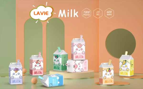 High Quality Lavie Milk 7000 Puffs Disposable Vape with Type C Charging and Salt Nicotine 2 Percent 5 Percent OEM Available