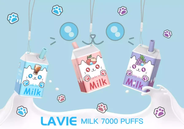 High Quality Lavie Milk 7000 Puffs Disposable Vape with Type C Charging and Salt Nicotine 2 Percent 5 Percent OEM Available