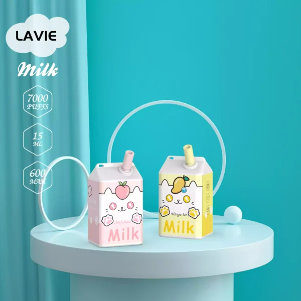 High Quality Lavie Milk 7000 Puffs Disposable Vape with Type C Charging and Salt Nicotine 2 Percent 5 Percent OEM Available