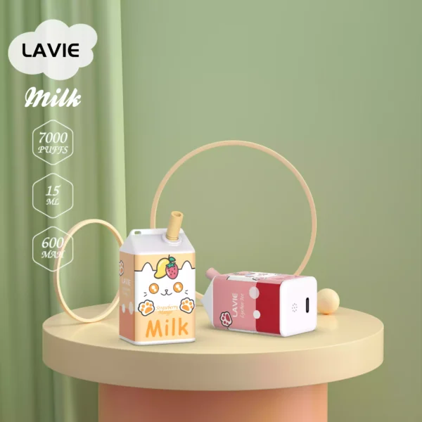 High Quality Lavie Milk 7000 Puffs Disposable Vape with Type C Charging and Salt Nicotine 2 Percent 5 Percent OEM Available