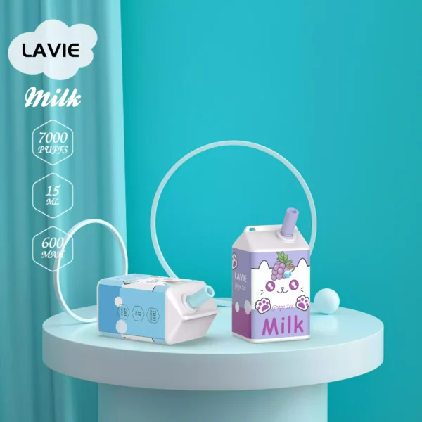 High Quality Lavie Milk 7000 Puffs Disposable Vape with Type C Charging and Salt Nicotine 2 Percent 5 Percent OEM Available