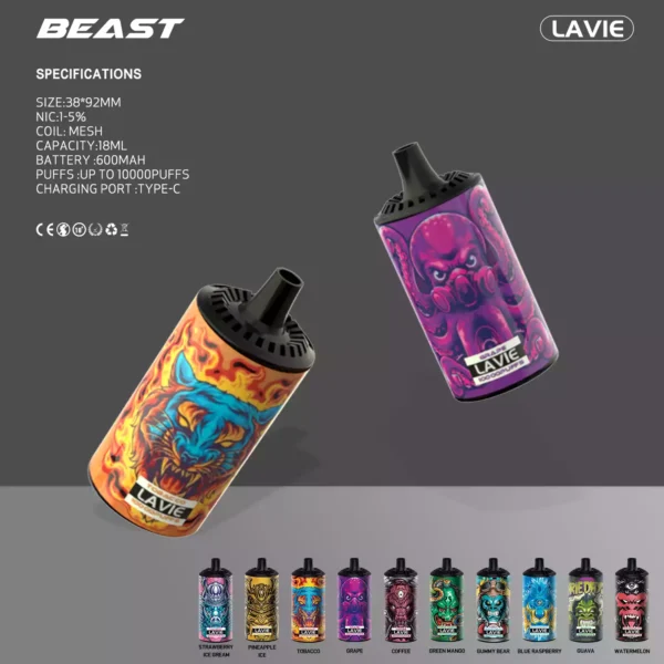 High Quality Lavie Rockt 10000 Puffs Disposable Vape with 2 Percent and 5 Percent Salt Nicotine
