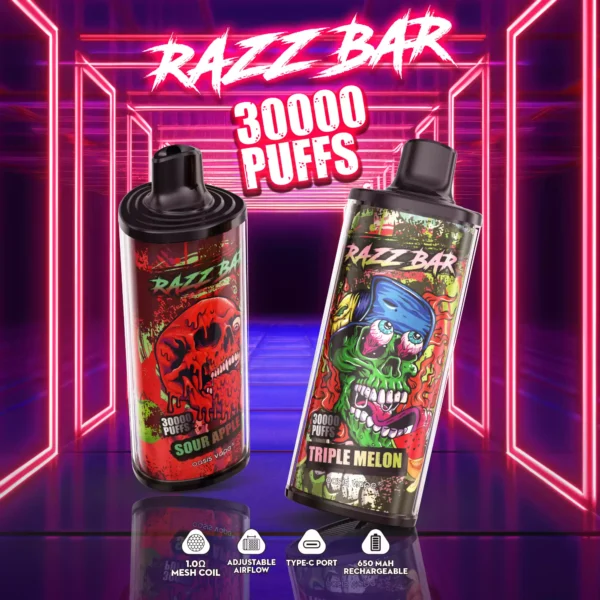 High Quality Razzbar 30000 Puffs Salt Nicotine Available In 2 and 5 Percent