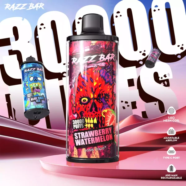 High Quality Razzbar 30000 Puffs Salt Nicotine Available In 2 and 5 Percent