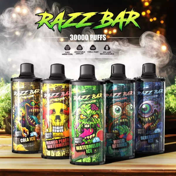 High Quality Razzbar 30000 Puffs Salt Nicotine Available In 2 and 5 Percent