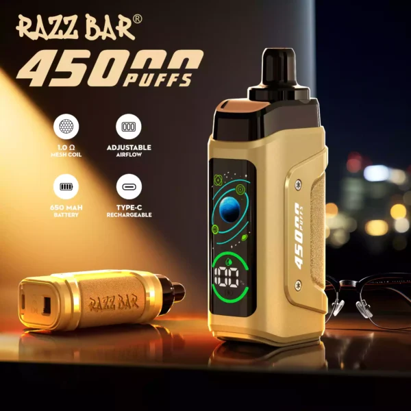 High Quality Razzbar 45000 Puffs Rechargeable Vape Featuring Mesh Coil and 16 Flavors