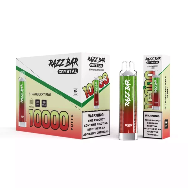 High Quality Razzbar Crystal 10000 Puffs Salt Nicotine Available In 2 And 0 Percent