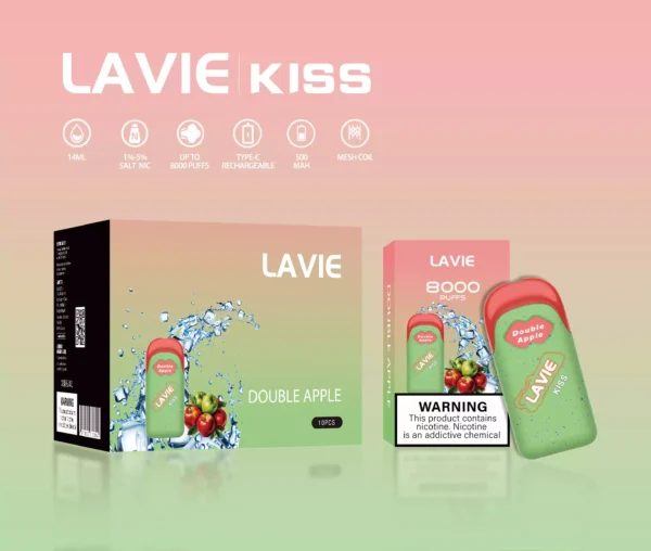 High Quality Wholesale LAVIE KISS 8000 Puffs 1pod Battery Salt Nic 2 Percent 5 Percent OEM Mesh Coil Rechargeable Type C