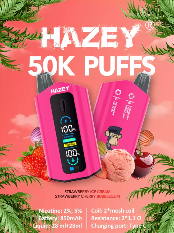 High Quality Wholesale Rechargeable E-Cigarettes Hazey D200 35K 50K Puffs with Dual Flavor Options