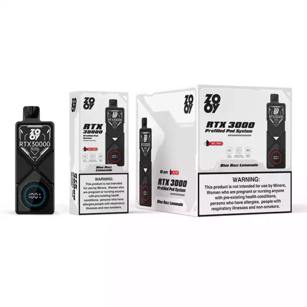 High quality Zooy RTX 30000 puffs pod vape with adjustable airflow and mesh coil