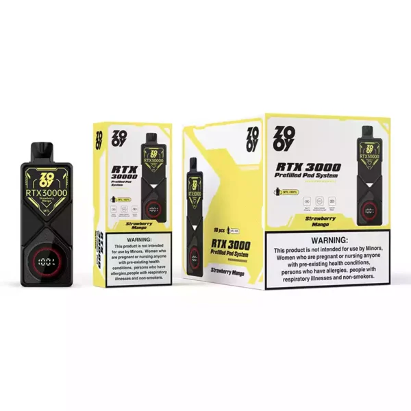 High quality Zooy RTX 30000 puffs pod vape with adjustable airflow and mesh coil
