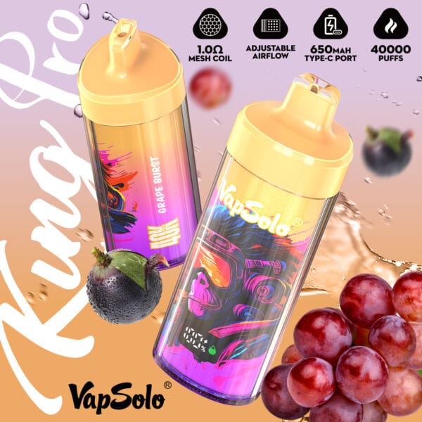 Premium Grade Vapsolo KING PRO 40K Disposable Vape with Long Lasting 650mAh Battery and Mesh Coil