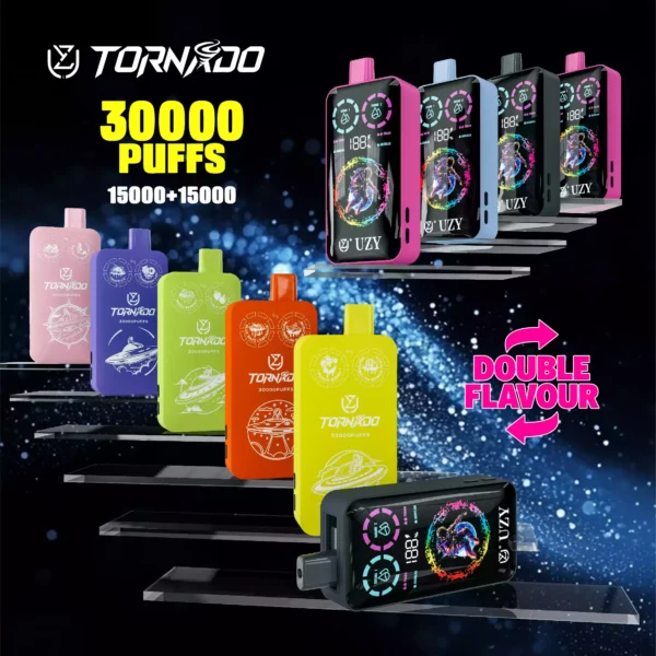 Quality Assured UZY TORNADO 30000 Double Flavors Disposable Vape with Type-C Fast Charging and Multiple Nicotine Levels