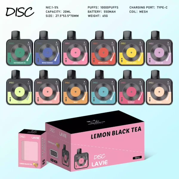 Wholesale Disposable Vape LAVIE DISC 10000 Puffs Salt Nicotine 2 and 5 Percent Type C Rechargeable