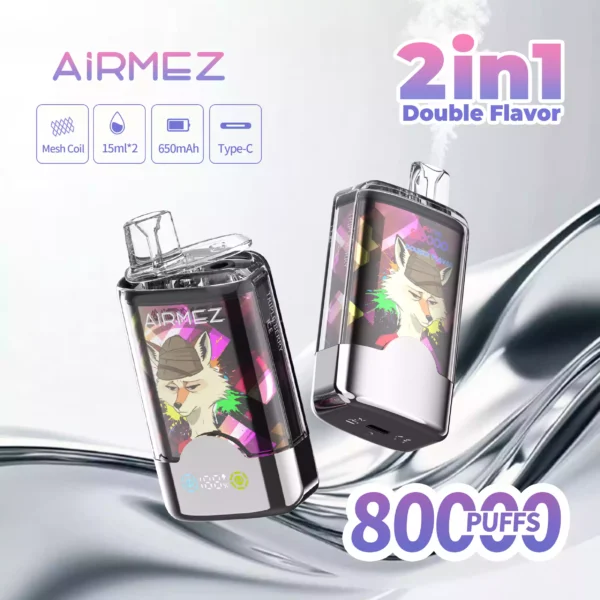 High Capacity Airmez FOX 2IN1 80000 Puffs Mesh Coil Vape Ideal for Wholesale Distribution