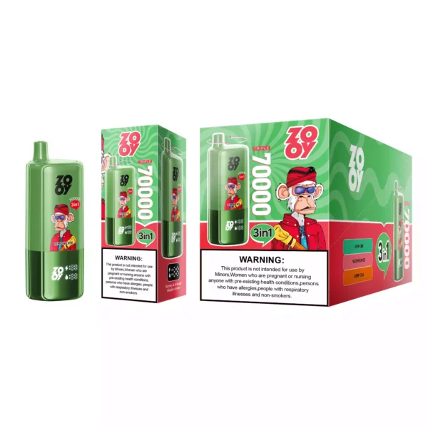 High Performance ZOOY TRIPLE 70000 Puffs Vape Featuring 3 Flavors and Type C Recharge Port